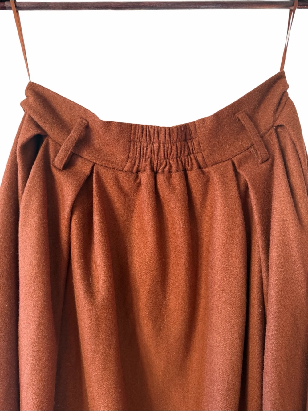 LinenNaive Naomi 33 Button Up High Waisted Wool Lined Skirt in Brick Brown Large - Picture 4 of 6